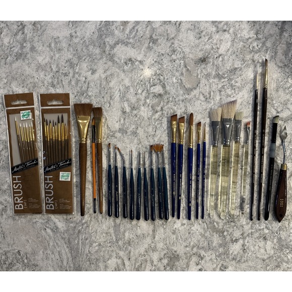 Assorted Other - Lot Of Vintage Oil Paint Brushes 40 Winsor & Newton Robert Simmons Master Touch